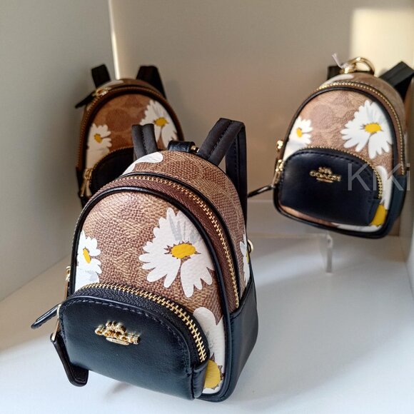 Coach Mini Court Backpack Bag Charm In Signature Canvas With Floral Print CZ602 - Picture 8 of 14
